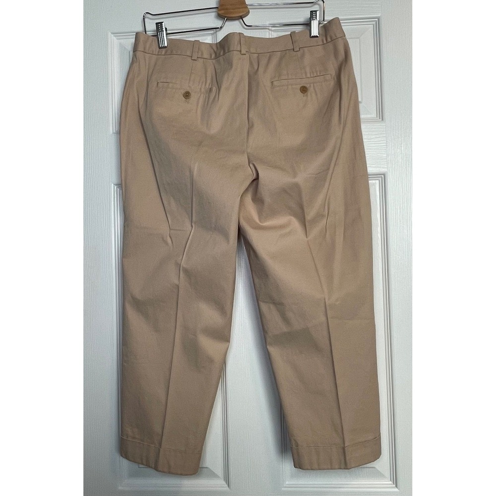 Talbots Petites Signature Pants Women 12P Beige Cropped Stretch NWT - Picture 2 of 16